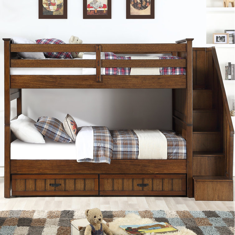 Harriet Bee Carothers Solid Wood Standard Bunk Bed with Bookcase by
